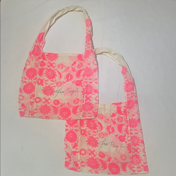 Free People Floral Pink and Cream Tote Set - Picture 1 of 6